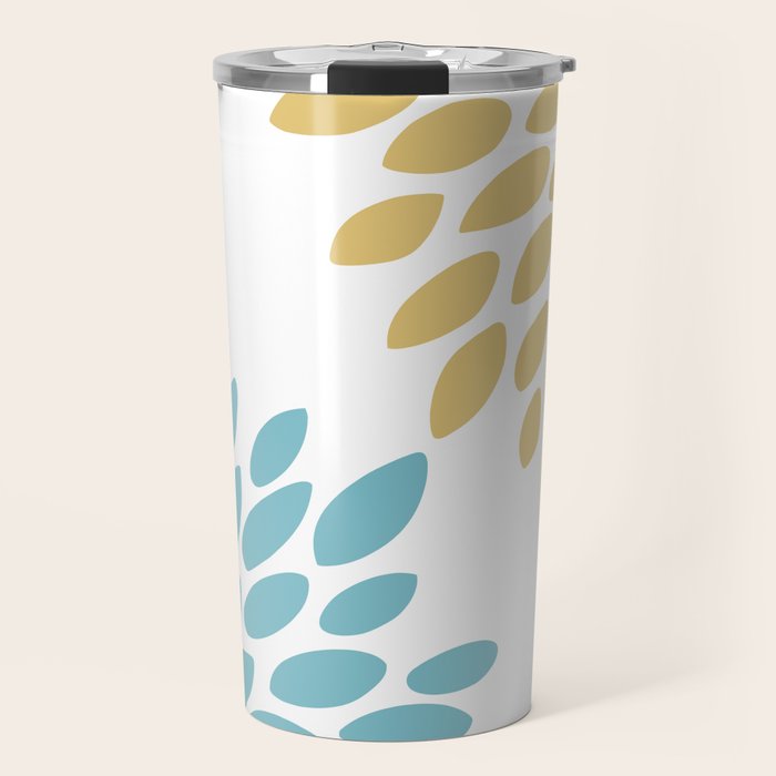 Duo Floral Prints, Yellow and Teal, Design Prints Travel Mug Gallery Image 1