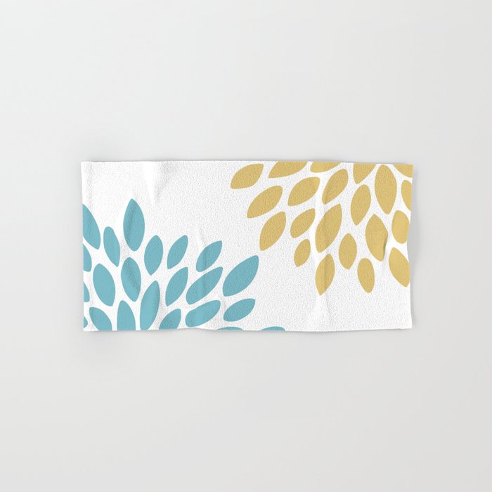 Duo Floral Prints, Yellow and Teal, Design Prints Bath Towel Gallery Image 1