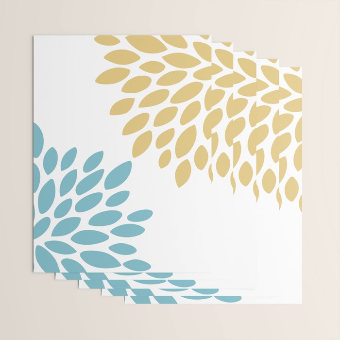 Duo Floral Prints, Yellow and Teal, Design Prints Wrapping Paper Gallery Image 3