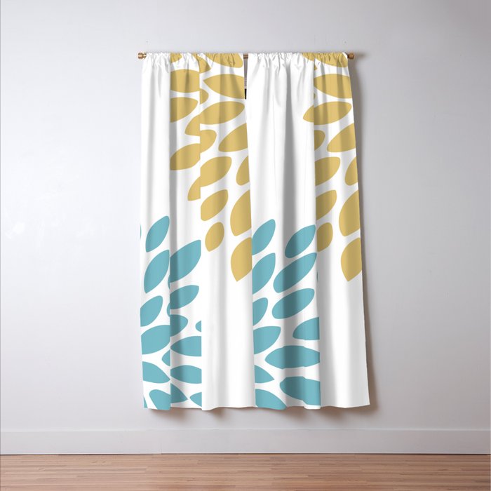 Duo Floral Prints, Yellow and Teal, Design Prints Window Curtain Gallery Image 3