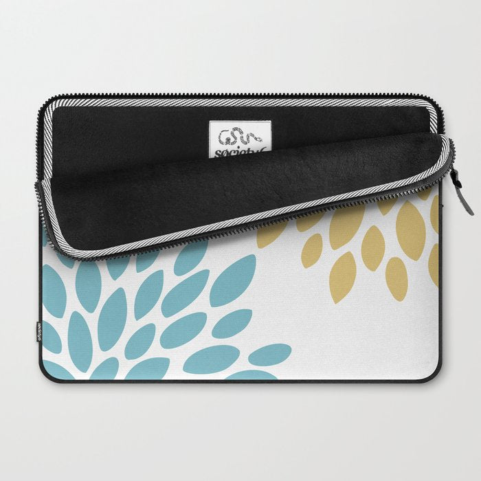 Duo Floral Prints, Yellow and Teal, Design Prints Laptop Sleeve Gallery Image 2