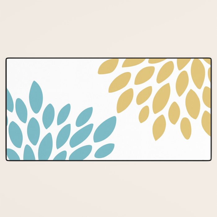 Duo Floral Prints, Yellow and Teal, Design Prints Desk Mat Gallery Image 3