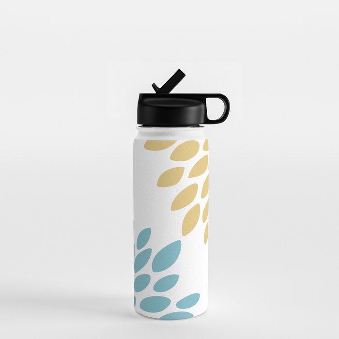 Duo Floral Prints, Yellow and Teal, Design Prints Water Bottle Gallery Image 1