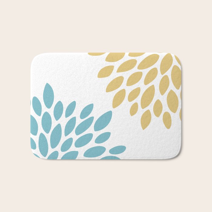 Duo Floral Prints, Yellow and Teal, Design Prints Bath Mat Gallery Image 1
