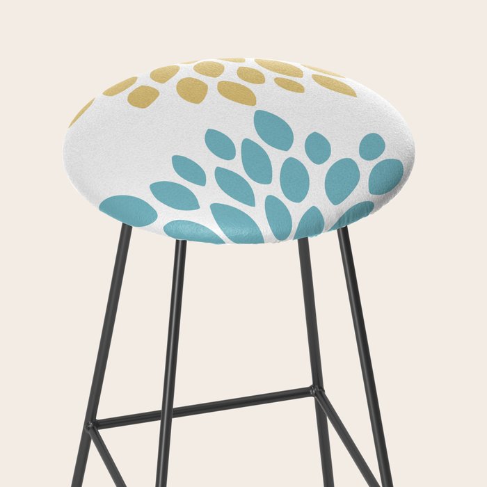 Duo Floral Prints, Yellow and Teal, Design Prints Stool Gallery Image 2