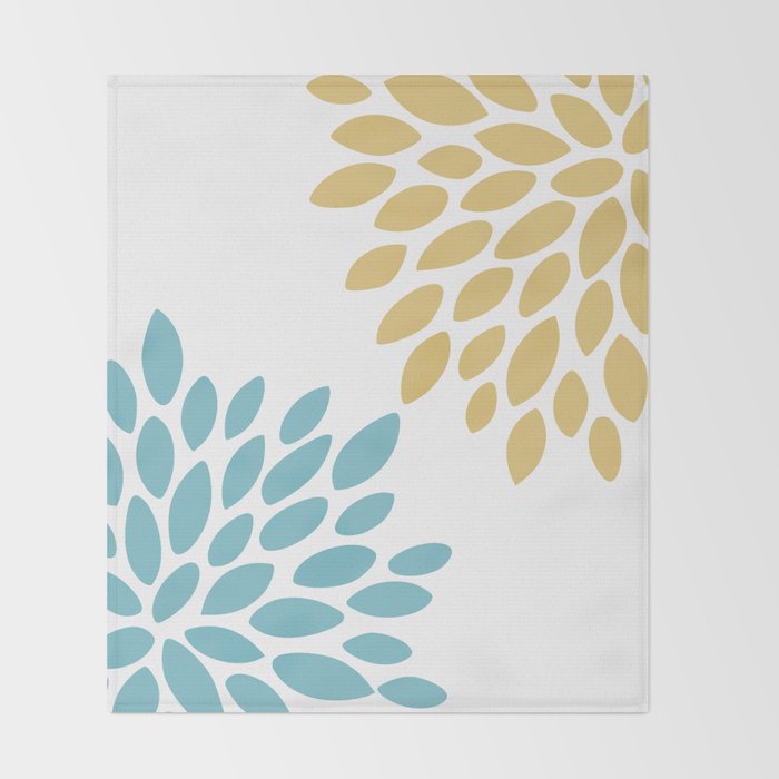 Duo Floral Prints, Yellow and Teal, Design Prints Throw Blanket Gallery Image 2