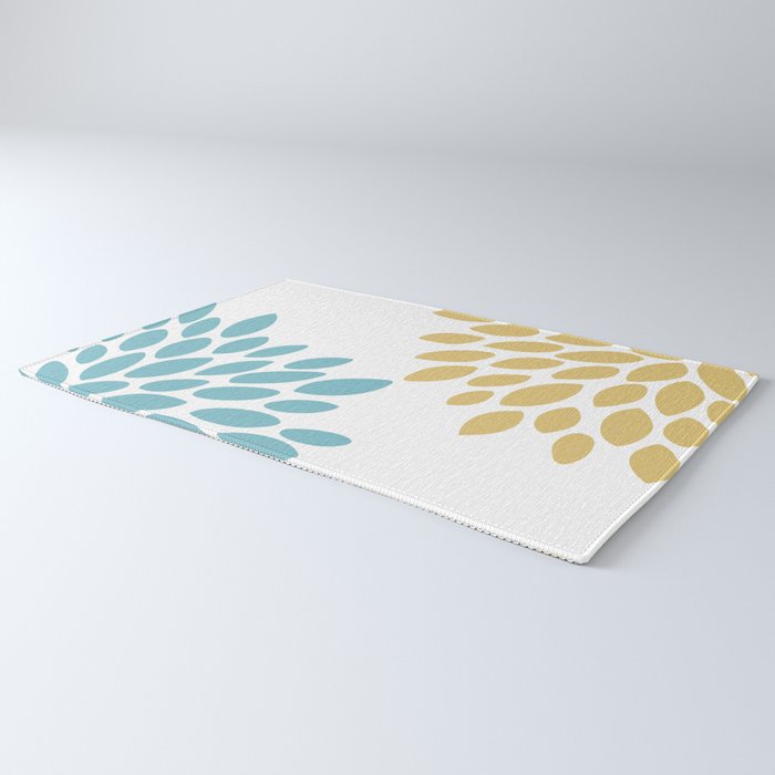 Duo Floral Prints, Yellow and Teal, Design Prints Rug Gallery Image 3