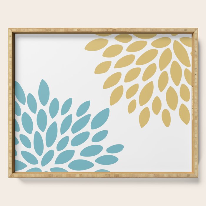 Duo Floral Prints, Yellow and Teal, Design Prints Serving Tray Gallery Image 1