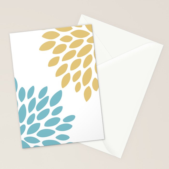 Duo Floral Prints, Yellow and Teal, Design Prints Stationery Card Gallery Image 2
