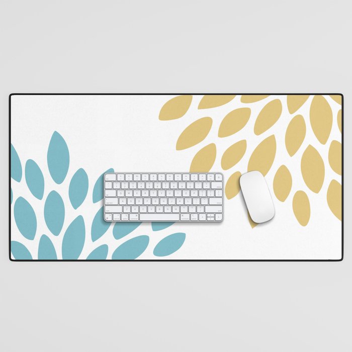Duo Floral Prints, Yellow and Teal, Design Prints Desk Mat Gallery Image 1