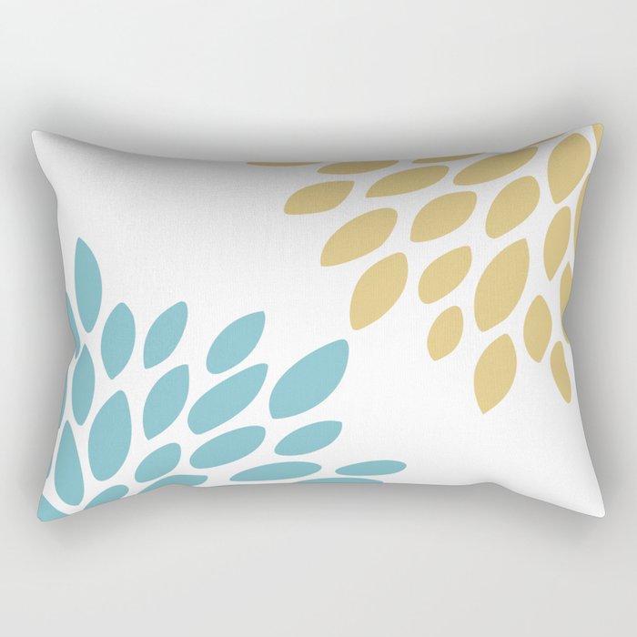 Duo Floral Prints, Yellow and Teal, Design Prints Rectangular Pillow Gallery Image 1