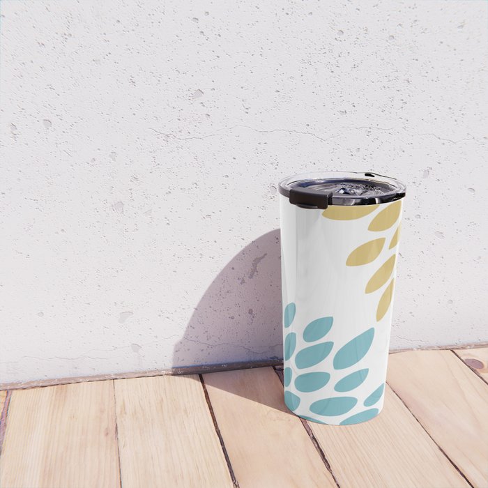 Duo Floral Prints, Yellow and Teal, Design Prints Travel Mug Gallery Image 4