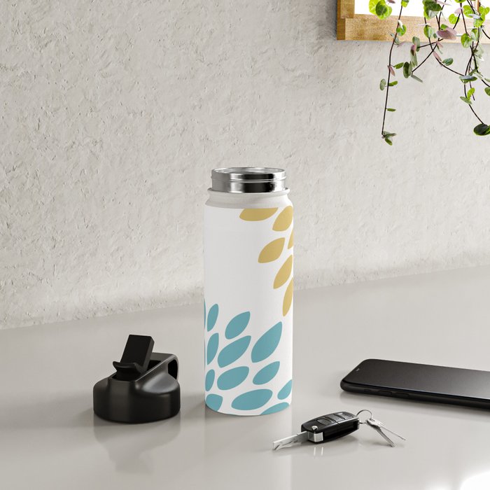 Duo Floral Prints, Yellow and Teal, Design Prints Water Bottle Gallery Image 4