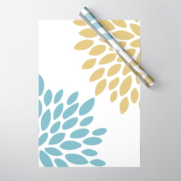Duo Floral Prints, Yellow and Teal, Design Prints Wrapping Paper Gallery Image 1