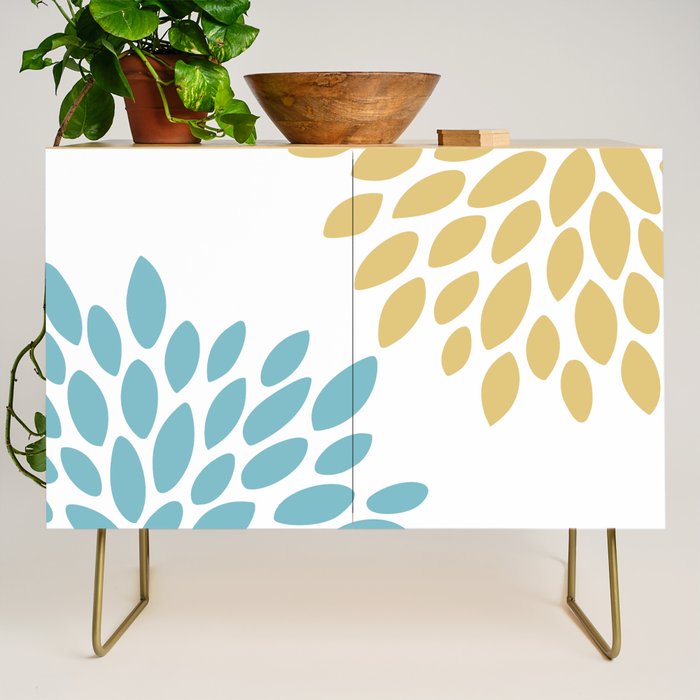 Duo Floral Prints, Yellow and Teal, Design Prints Credenza Gallery Image 1