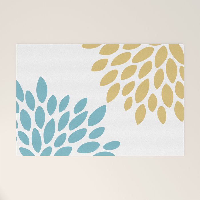 Duo Floral Prints, Yellow and Teal, Design Prints Welcome Mat Gallery Image 1