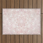 Mandala Yoga Love, Blush Pink Floral Outdoor Rug Gallery Image 1