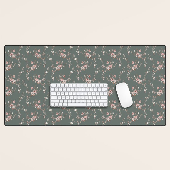 Watercolor Wildflowers - Sage Pink Desk Mat Gallery Image 1