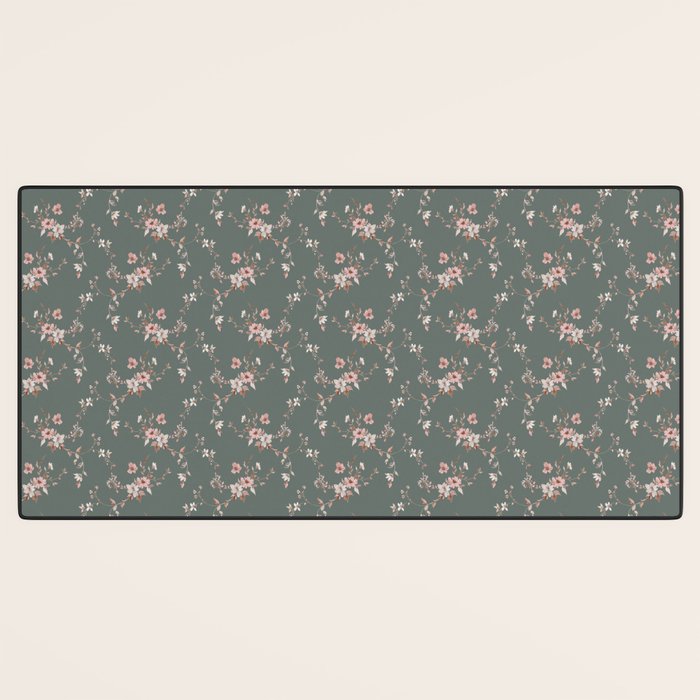 Watercolor Wildflowers - Sage Pink Desk Mat Gallery Image 3
