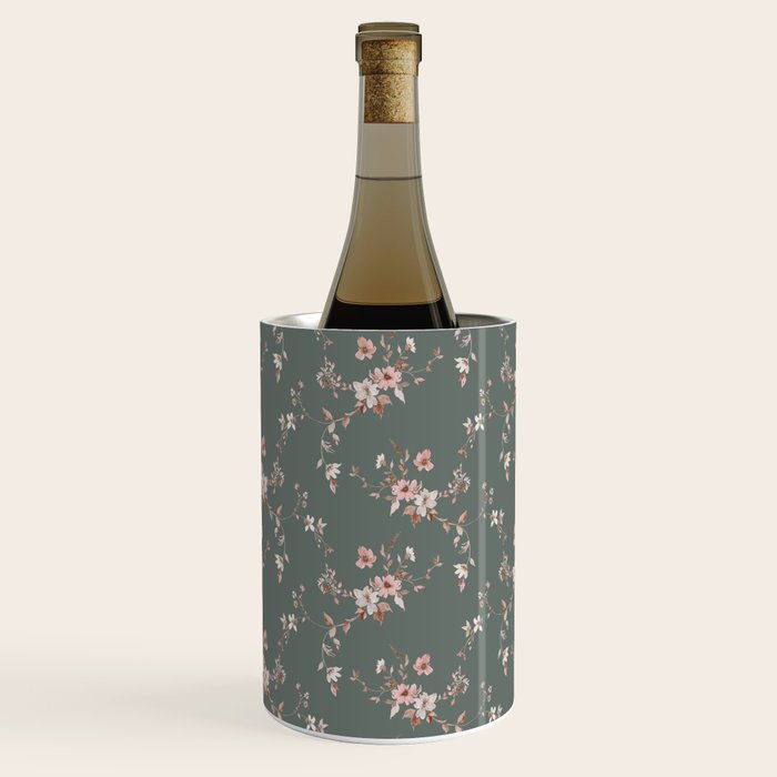Watercolor Wildflowers - Sage Pink Wine Chiller Gallery Image 1
