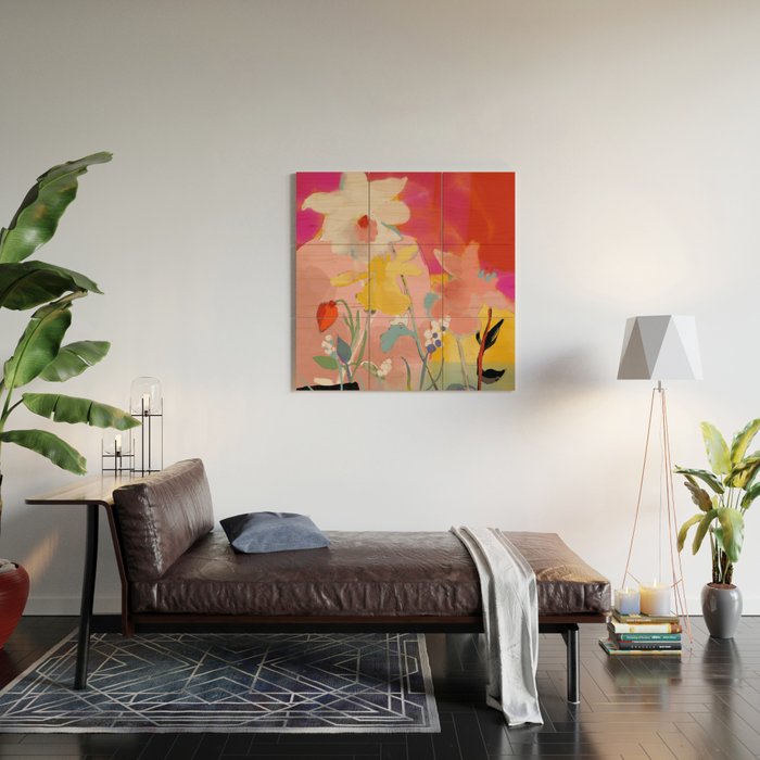 blooming abstract pink Wood Wall Art Gallery Image 2