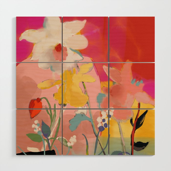 blooming abstract pink Wood Wall Art Gallery Image 1