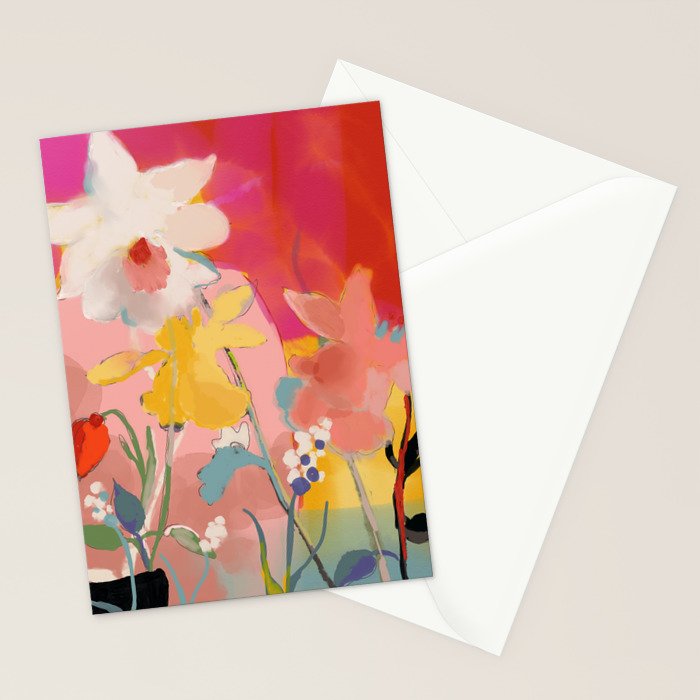 blooming abstract pink Stationery Card Gallery Image 2