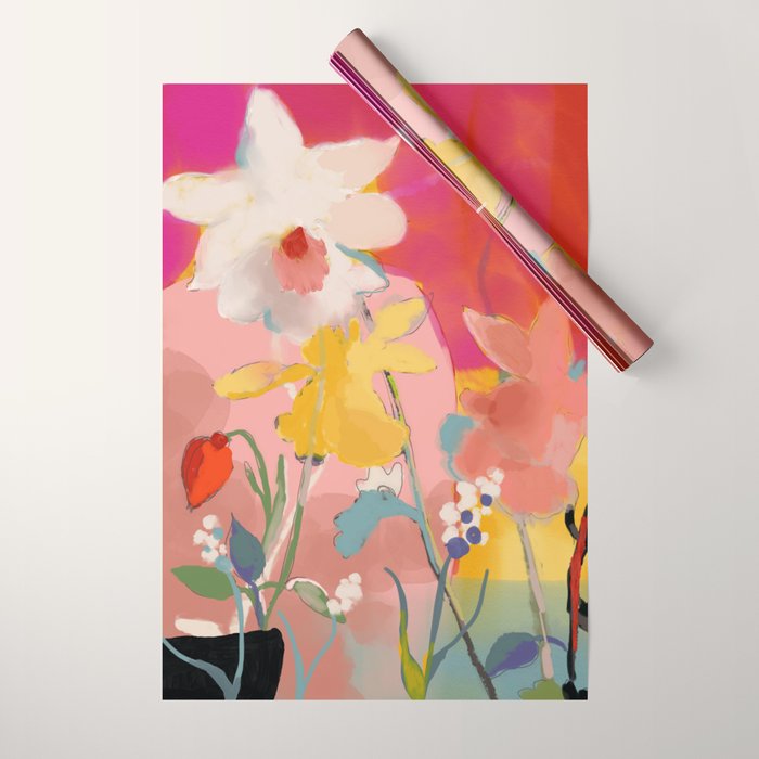 blooming abstract pink Wrapping Paper Gallery Image 1
