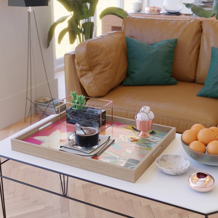 blooming abstract pink Serving Tray Gallery Image 2