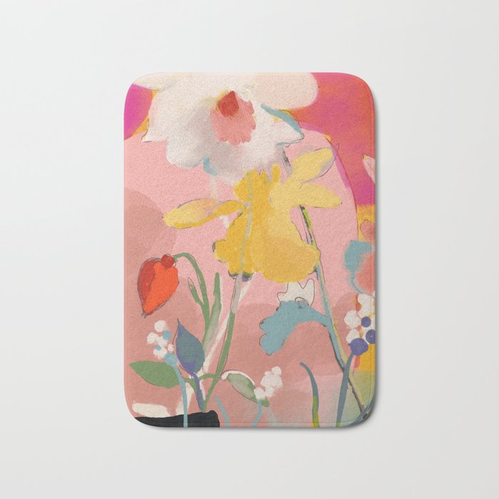 blooming abstract pink Bath Mat Gallery Image 1