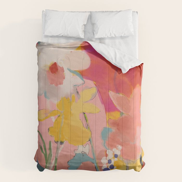 blooming abstract pink Comforter Gallery Image 1