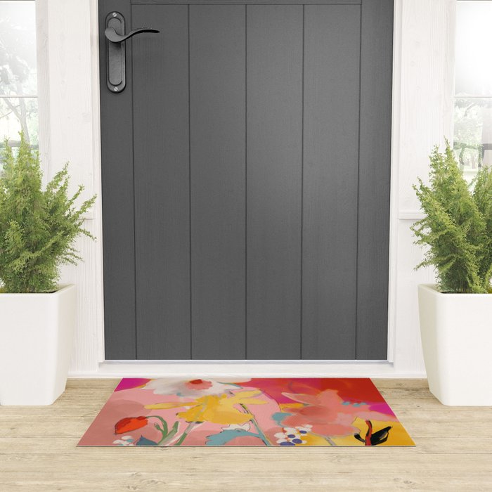 blooming abstract pink Welcome Mat Gallery Image 3
