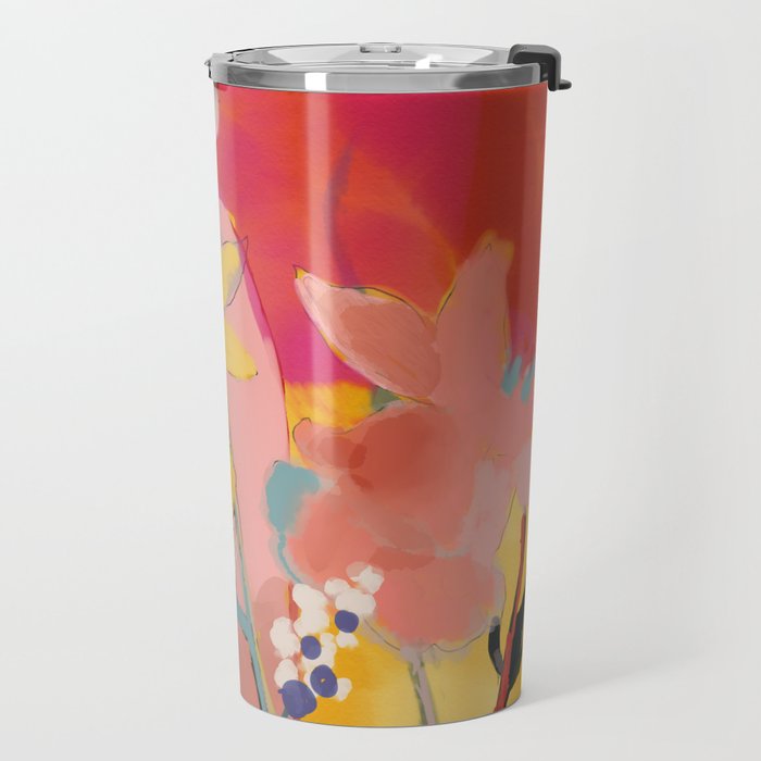 blooming abstract pink Travel Mug Gallery Image 2