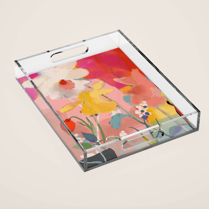 blooming abstract pink Acrylic Tray Gallery Image 1