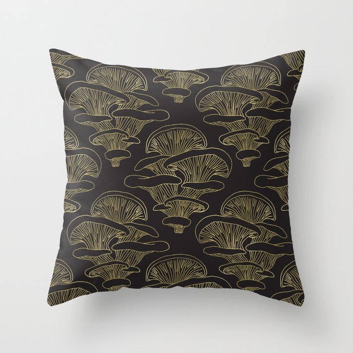 Gilded Oyster Mushroom Throw Pillow Gallery Image 6