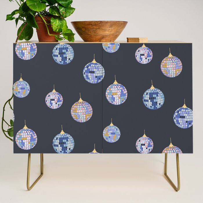 Disco balls party time pattern dark Credenza Gallery Image 1