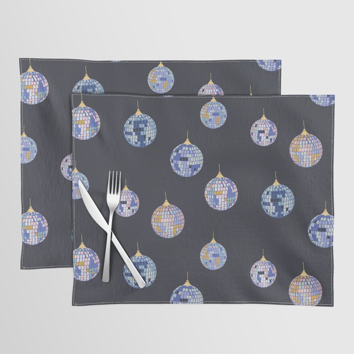 Disco balls party time pattern dark Placemat Gallery Image 1