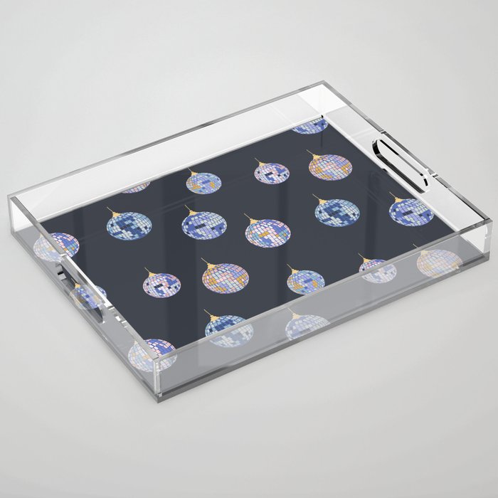 Disco balls party time pattern dark Acrylic Tray Gallery Image 1