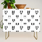 Vintage cartoon mascot face doodle pattern Credenza Gallery Image 1