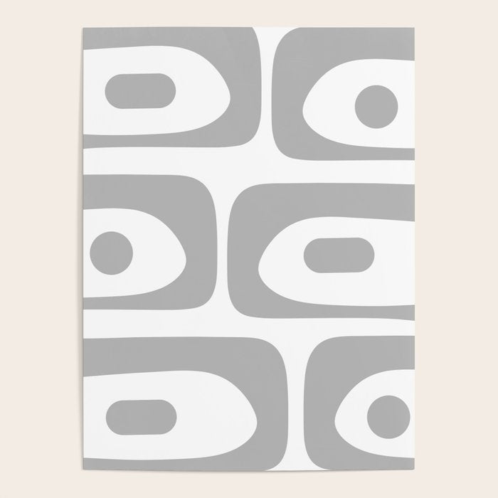 Mid Century Modern Retro Abstract Minimalist Piquet Pattern in Gray and White Poster Gallery Image 4