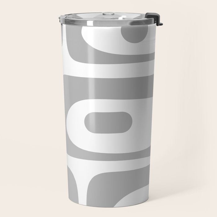 Mid Century Modern Retro Abstract Minimalist Piquet Pattern in Gray and White Travel Mug Gallery Image 2