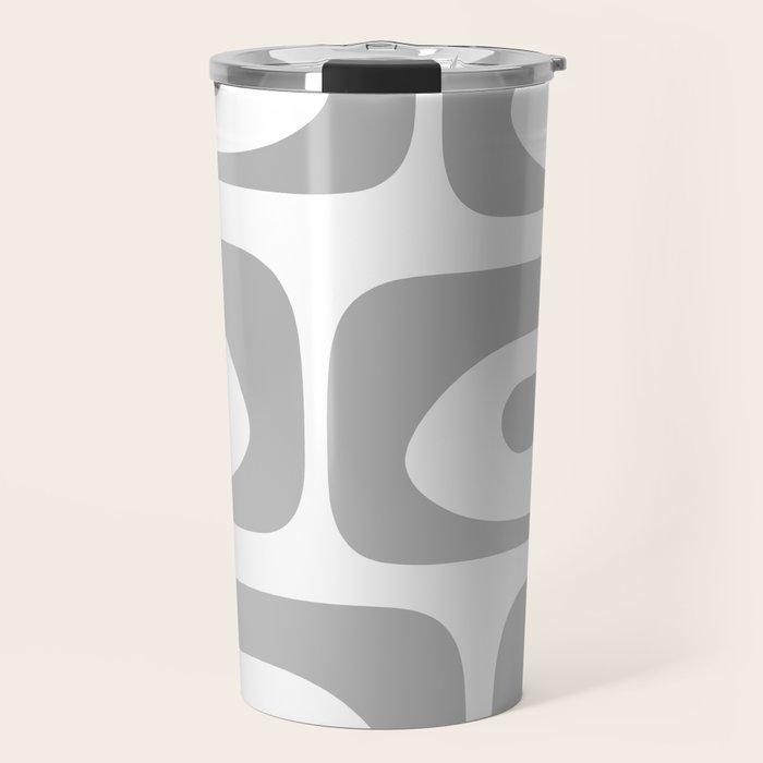 Mid Century Modern Retro Abstract Minimalist Piquet Pattern in Gray and White Travel Mug Gallery Image 1