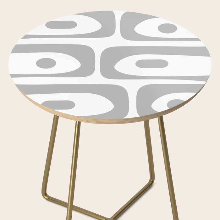 Mid Century Modern Retro Abstract Minimalist Piquet Pattern in Gray and White Side Table Gallery Image 2