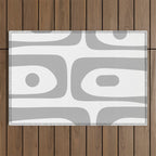Mid Century Modern Retro Abstract Minimalist Piquet Pattern in Gray and White Outdoor Rug Gallery Image 1