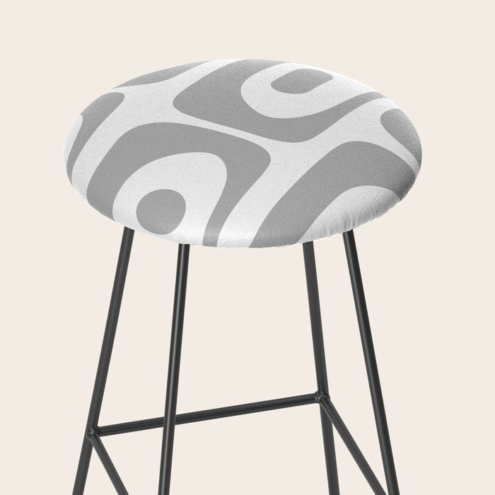 Mid Century Modern Retro Abstract Minimalist Piquet Pattern in Gray and White Stool Gallery Image 2