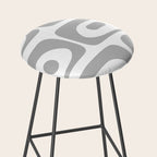 Mid Century Modern Retro Abstract Minimalist Piquet Pattern in Gray and White Stool Gallery Image 2