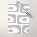 Mid Century Modern Retro Abstract Minimalist Piquet Pattern in Gray and White Wrapping Paper Gallery Image 1