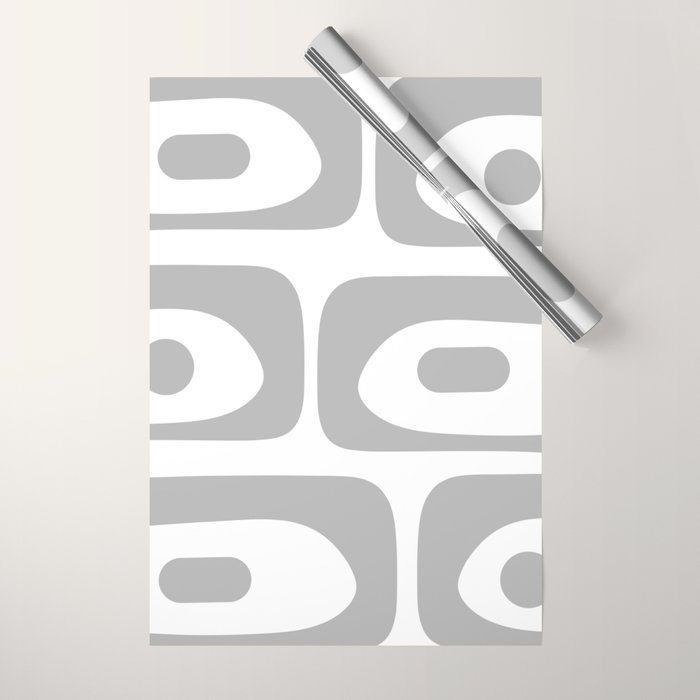 Mid Century Modern Retro Abstract Minimalist Piquet Pattern in Gray and White Wrapping Paper Gallery Image 1