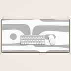 Mid Century Modern Retro Abstract Minimalist Piquet Pattern in Gray and White Desk Mat Gallery Image 1