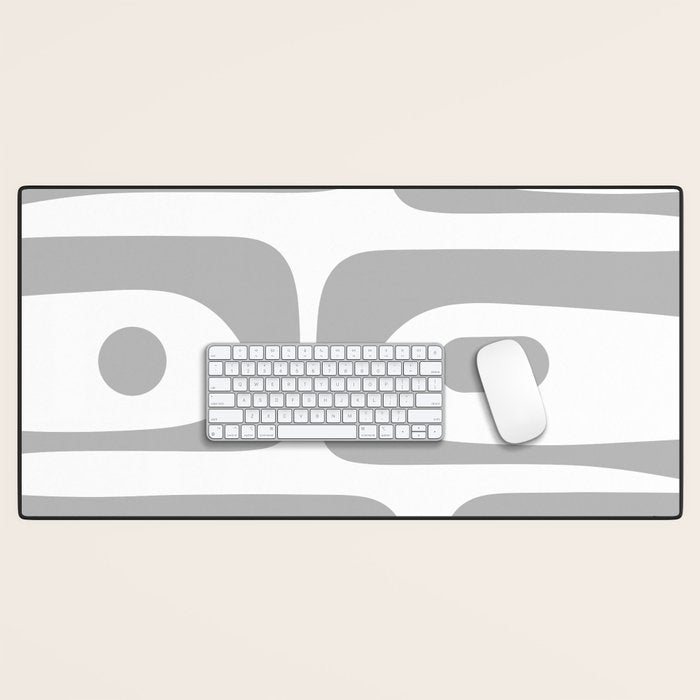 Mid Century Modern Retro Abstract Minimalist Piquet Pattern in Gray and White Desk Mat Gallery Image 1